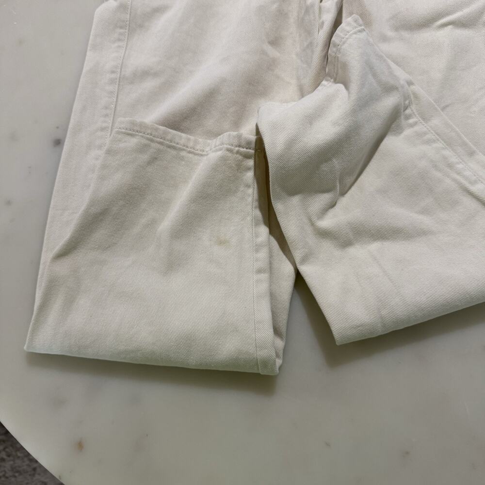 H&M 100% Cotton Pants Beige Elastic Paperback Waist Trousers Pockets Women’s 8 - Picture 7 of 11